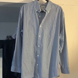 L.L. Bean blue and white checkered long sleeve collared shirt